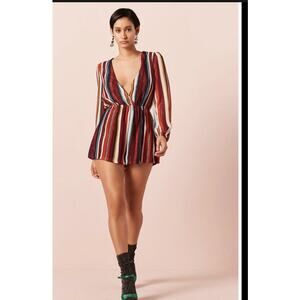 Forever 21 Multi stripe surplice romper glitter threading throughout